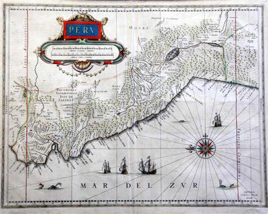 Henricus Hondius Map of Braziliae, overall 17 x 19.5in.